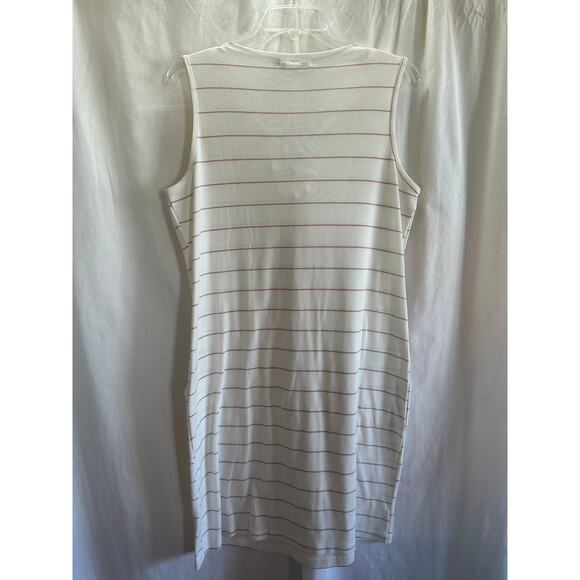 Beyond This Plane Dress - Large - Ivory Pink Stripe Lace Up Pocket Dress - Picture 5 of 5
